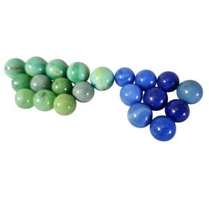 Vintage Lot 21 Agate Green Jade Opaque Marbles Blue Swirl